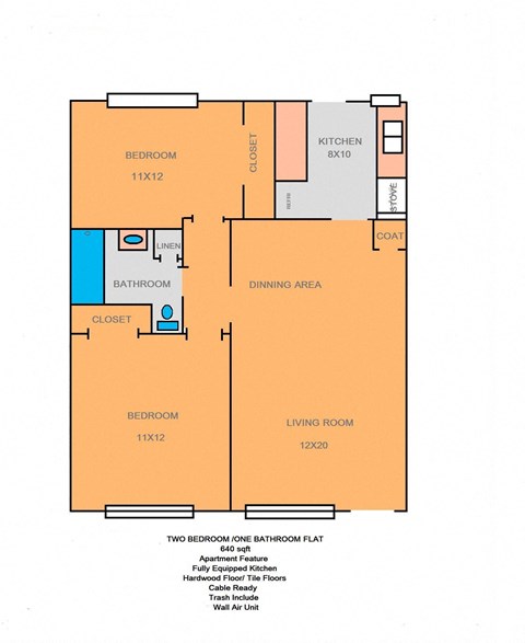 2 BEDROOM FLAT 640 SQFT